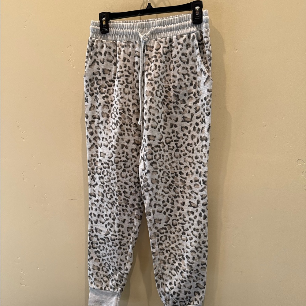 First Love White and Gray Animal Print Joggers
